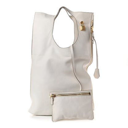 Tom Ford Ramskin Small Alix Padlock Zip Shoulder Bag White 1 of 9
