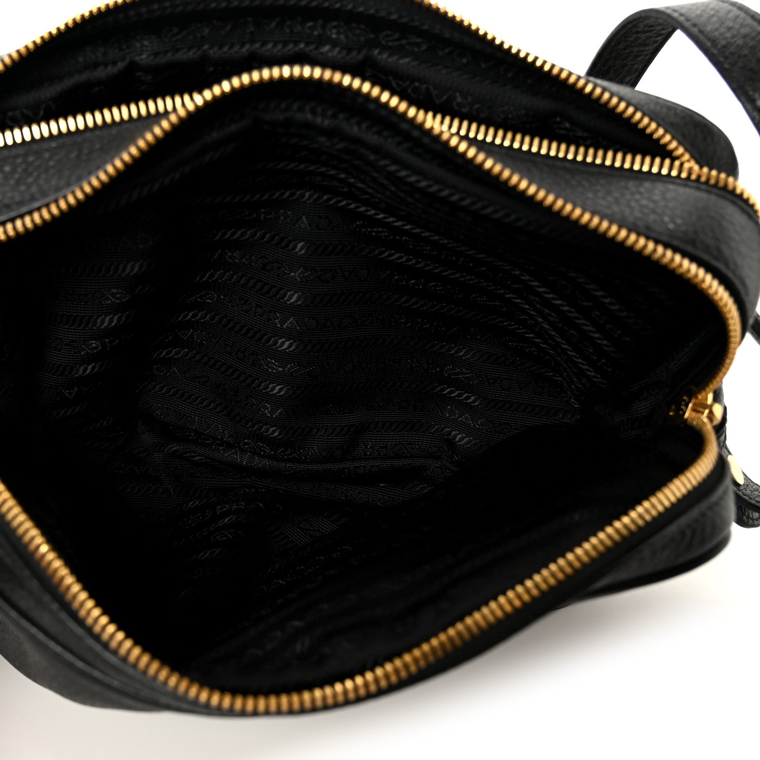 Prada Vitello Daino Medium Double Zip Shoulder Bag Black 5 of 11