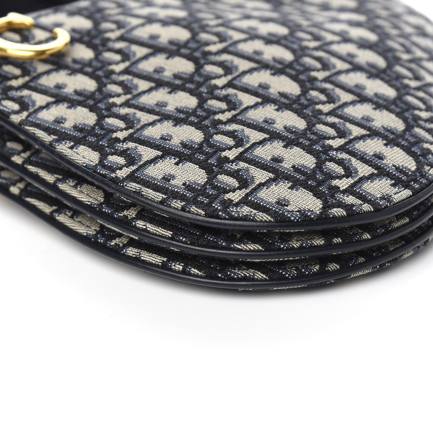 Oblique Saddle Pouch With Strap Navy Blue