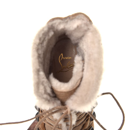 Christian Louboutin Suede Shearling Chaletta 70 Booties 35 Camel 7 of 7