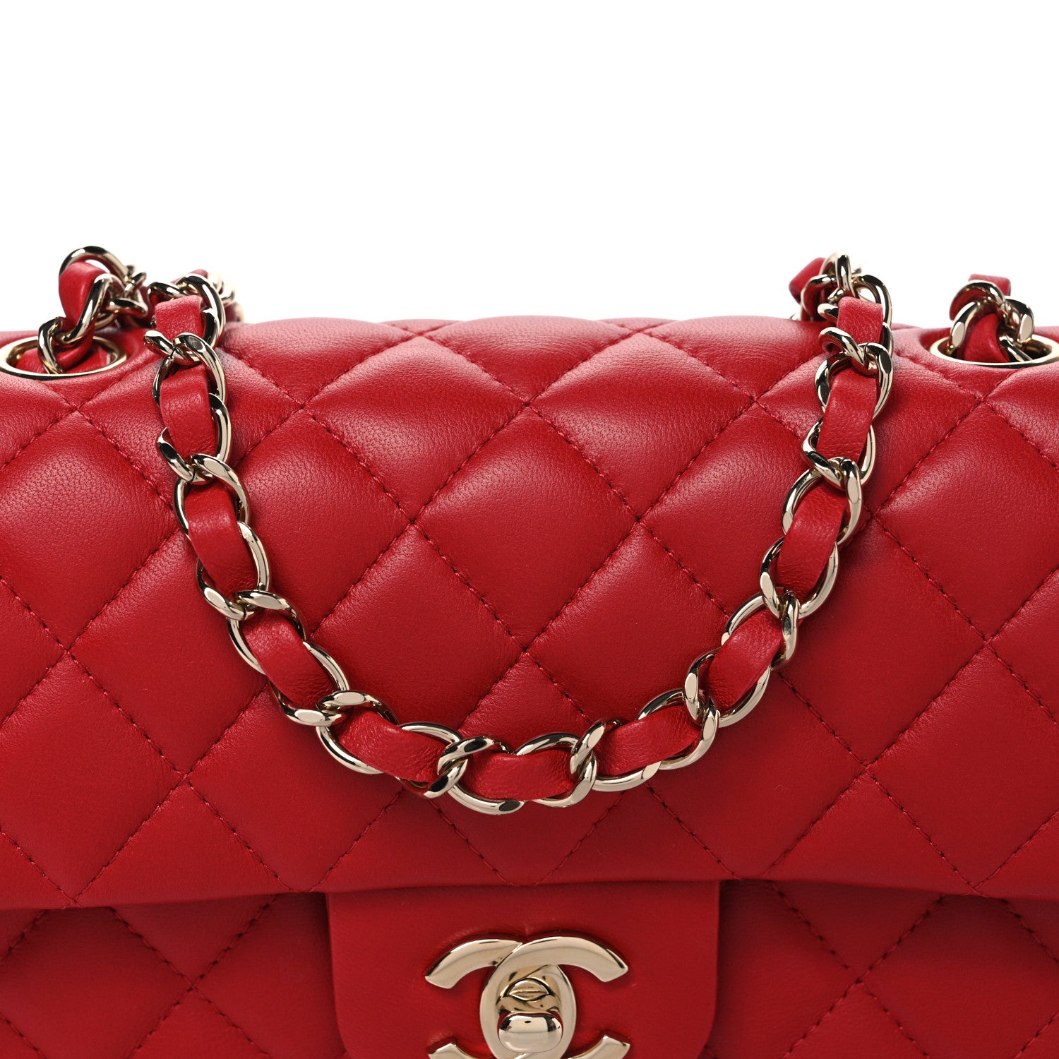 Chanel Lambskin Quilted Mini Rectangular Flap Red 8 of 11