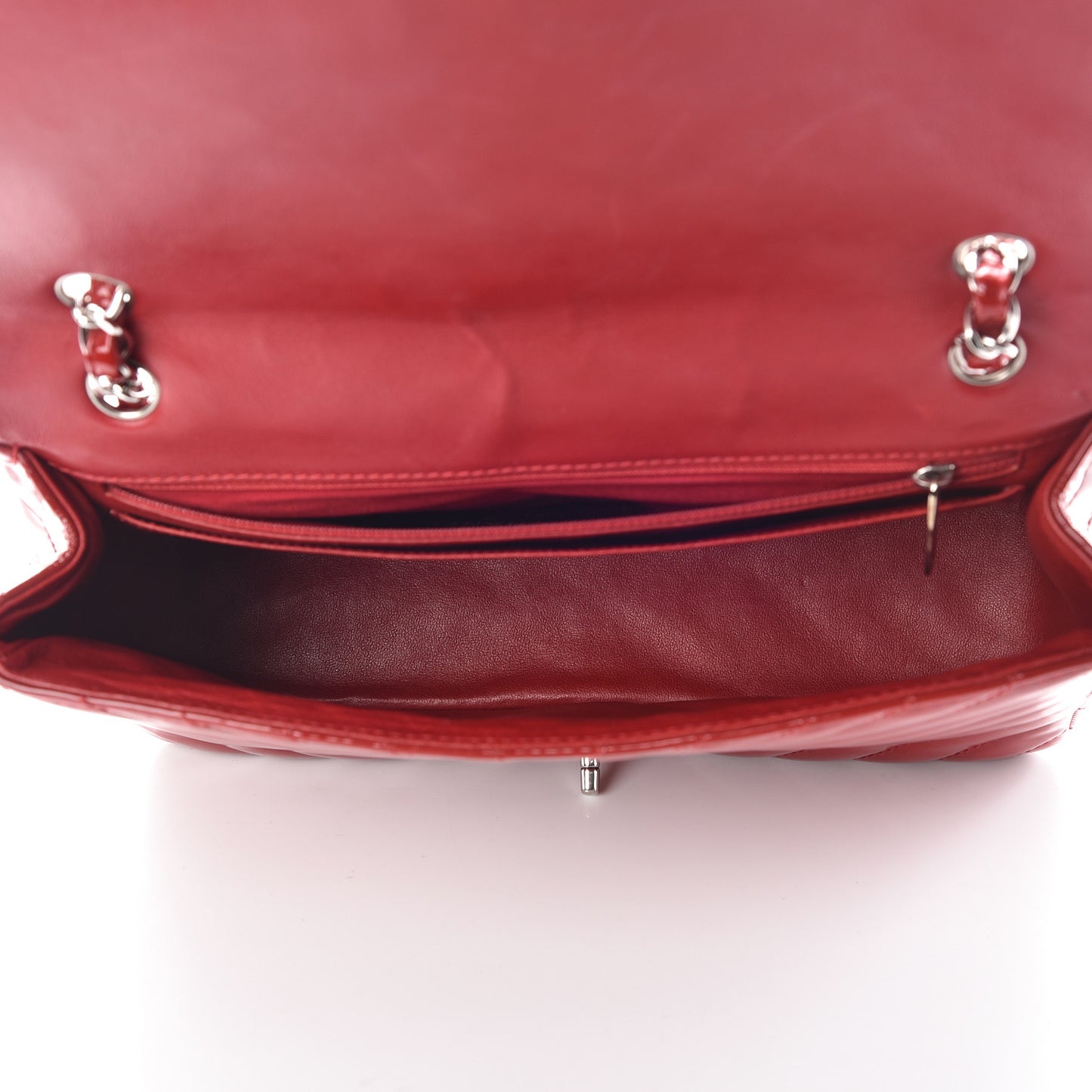 Patent Chevron Quilted Jumbo Single Flap Red