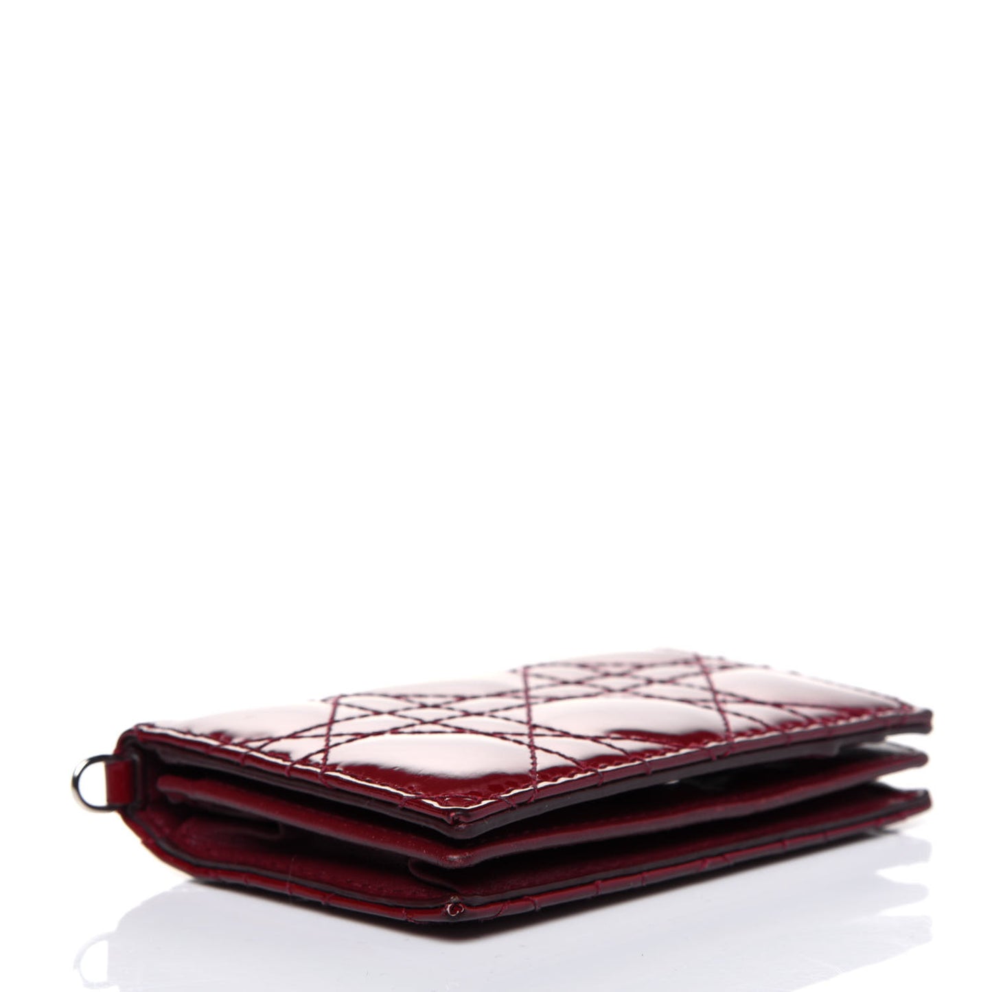 Patent Cannage Small Lady Dior Flap Card Holder Scarlet