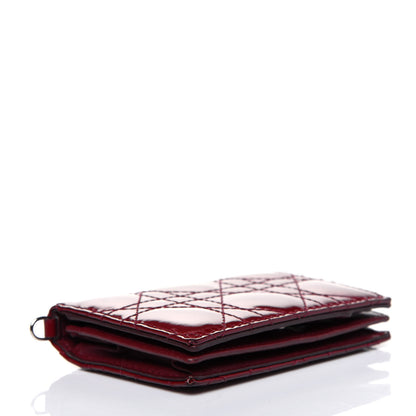 Christian Dior Patent Cannage Small Lady Dior Flap Card Holder Scarlet 4 of 13