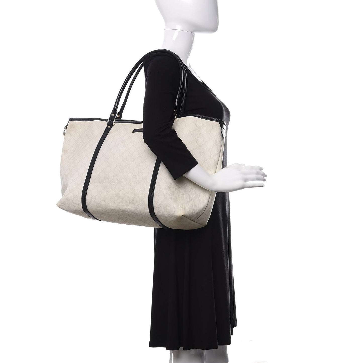 GG Plus Monogram Large Joy Tote White Black