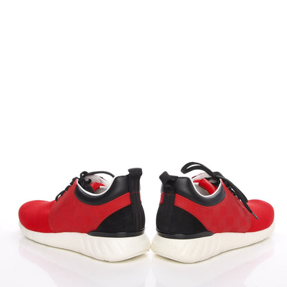 Louis Vuitton Rubber Mesh Suede Damier Fastlane Low Sneakers 7 Rouge 5 of 10