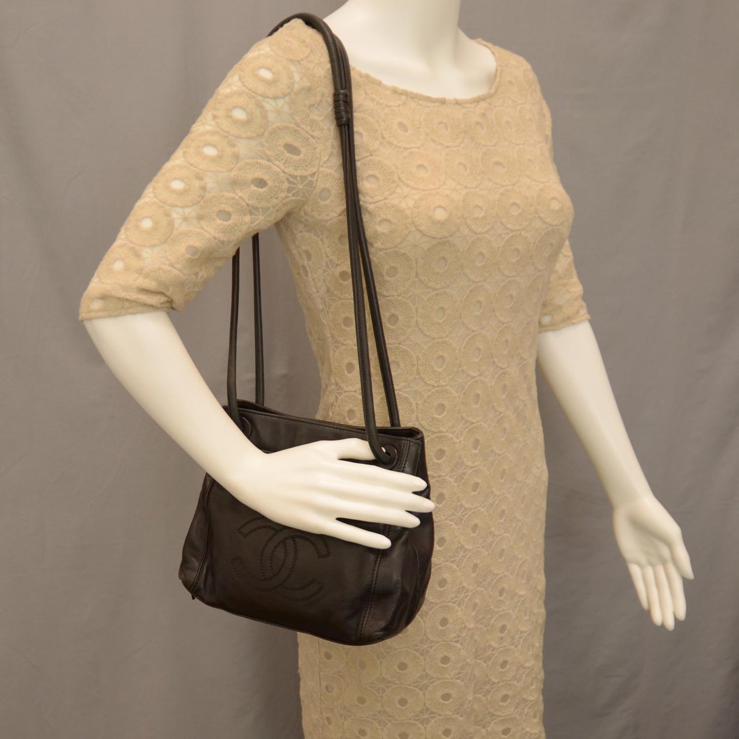 Lambskin CC Tassel Shoulder Bag Black