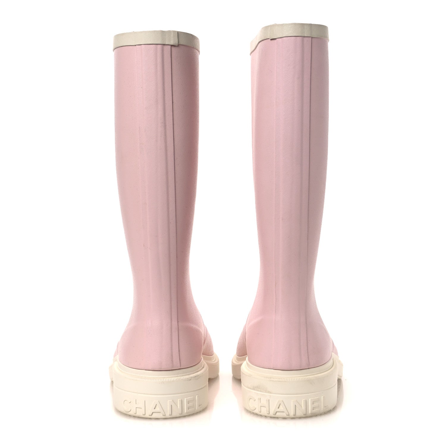 Chanel Caoutchouk CC High Boots 40 Light Pink White 6 of 15
