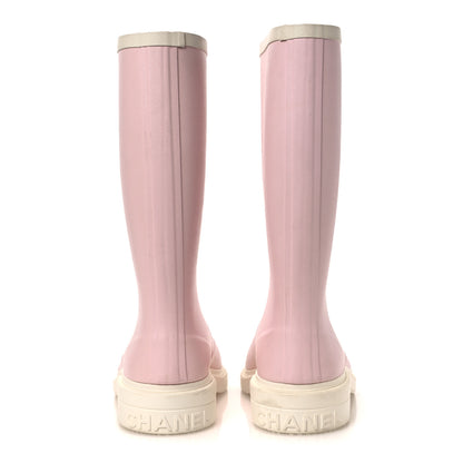 Chanel Caoutchouk CC High Boots 40 Light Pink White 6 of 15