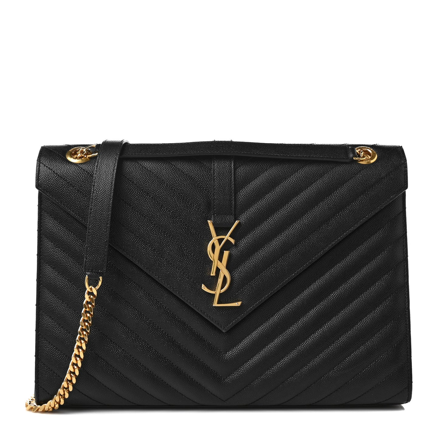 Smooth Calfskin Matelasse Chevron Large Monogram Satchel Black