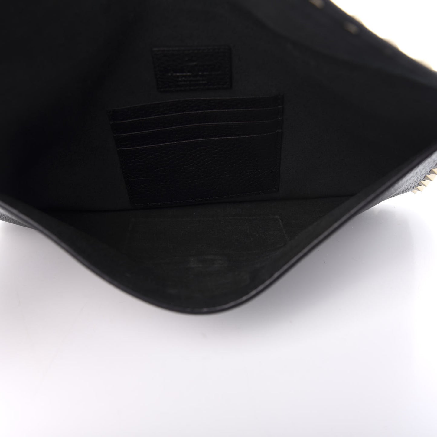 Pebbled Calfskin Large Rockstud Envelope Clutch Black