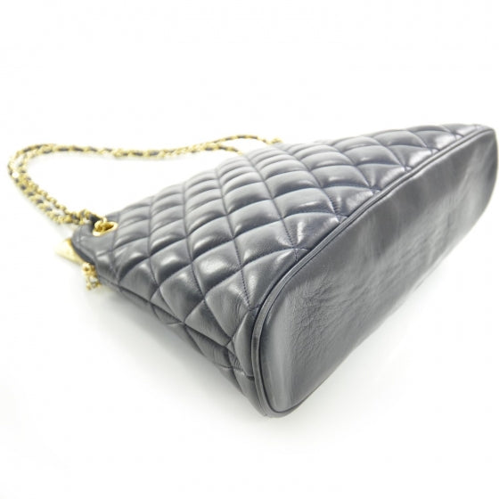Lambskin Quilted Shoulder Bag Navy GHW