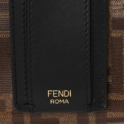 Fendi Glazed Fabric Vitello Century FF 1974 Stamp Patch Mini Peekaboo Defender Cover Mogano Panna Black 6 of 10