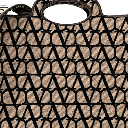 Valentino Garavani Toile Iconographe Goatskin Le Troisieme Shopping Bag Naturale Black Fondant 8 of 14