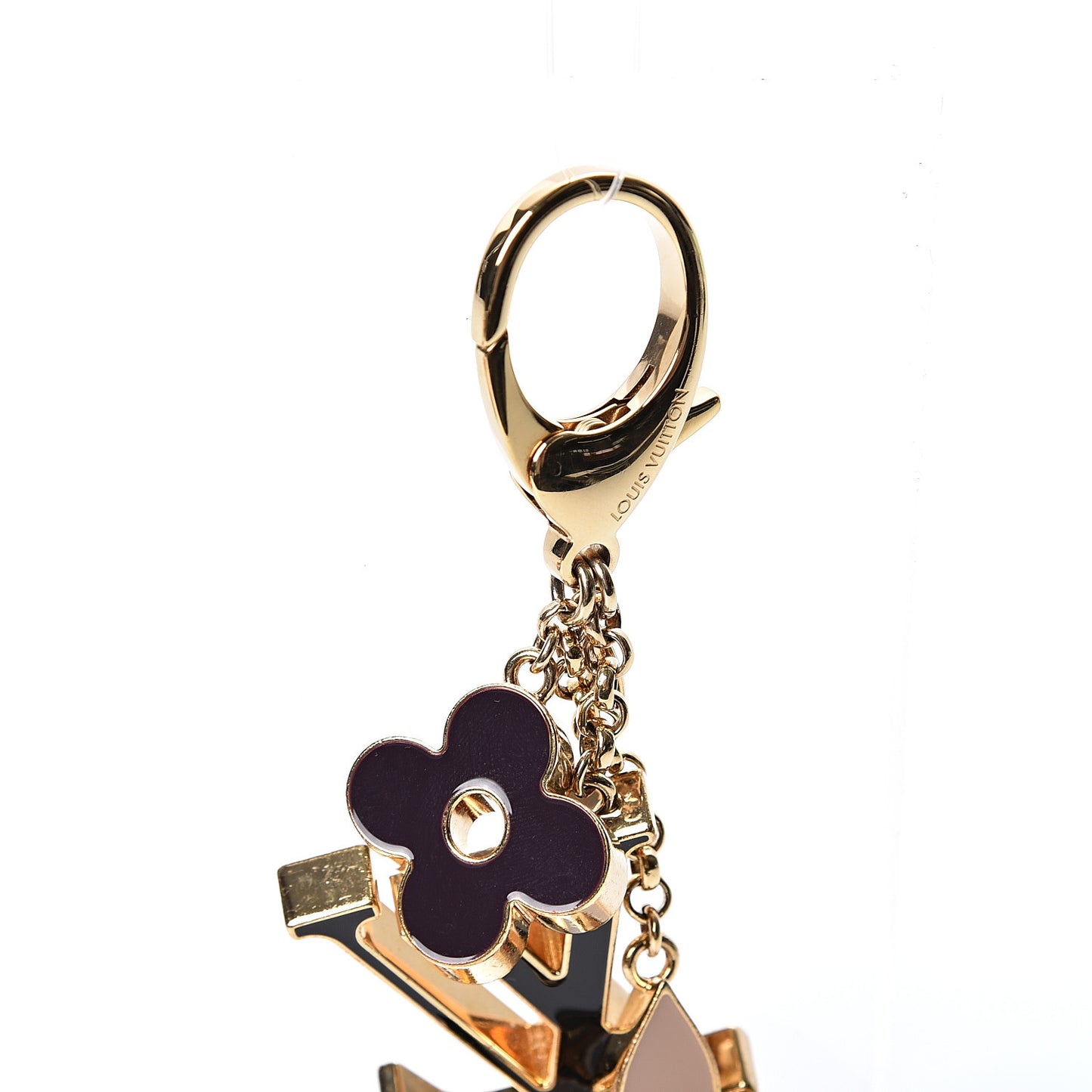 Fleur De Monogram Bag Charm Dore