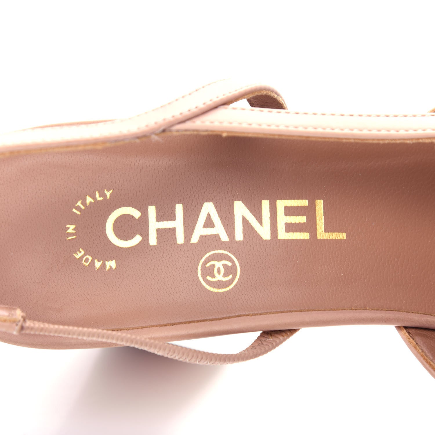 Chanel Glazed Calfskin Cap Toe CC Slingback Pumps 40 Beige Pink 8 of 11