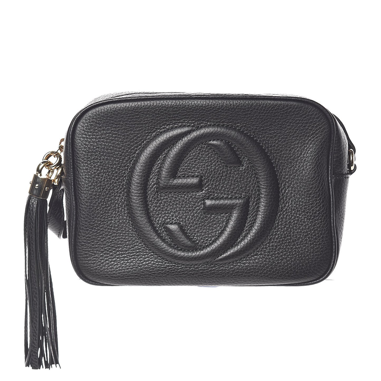 Pebbled Calfskin Small Soho Disco Bag Black