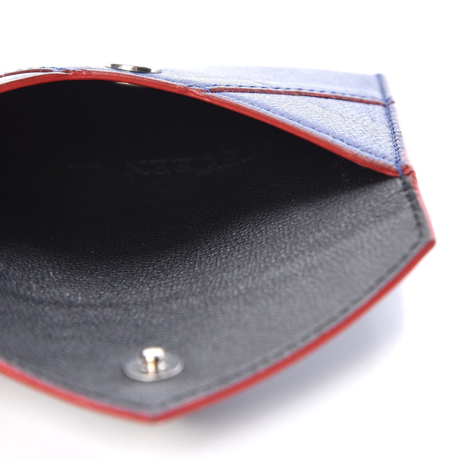 Alexander McQueen Calfskin Skull Envelope Card Holder Blue Red 4 of 7