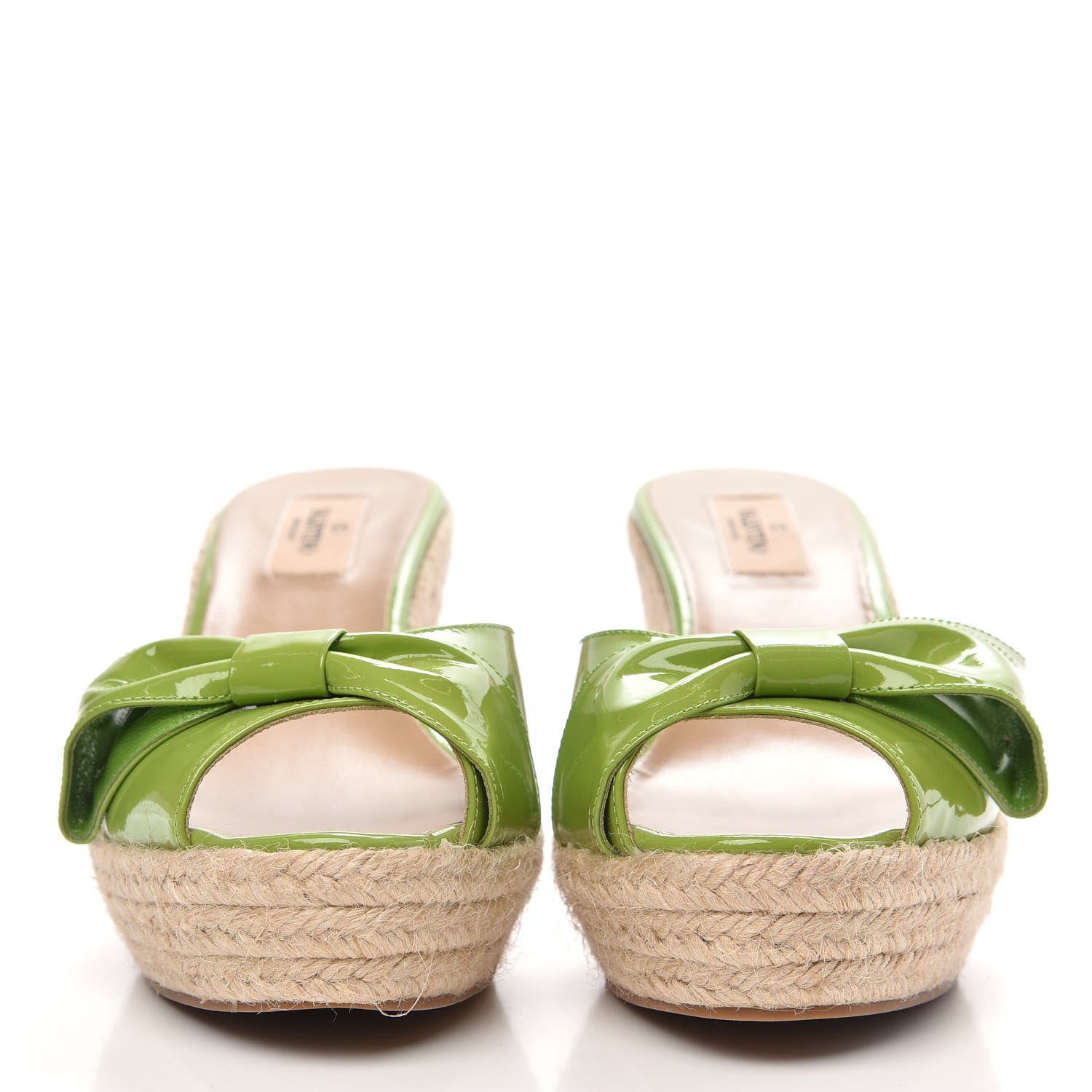 Valentino Garavani Patent Mena Bow Espadrille Wedges 40.5 Pop Apple 2 of 7