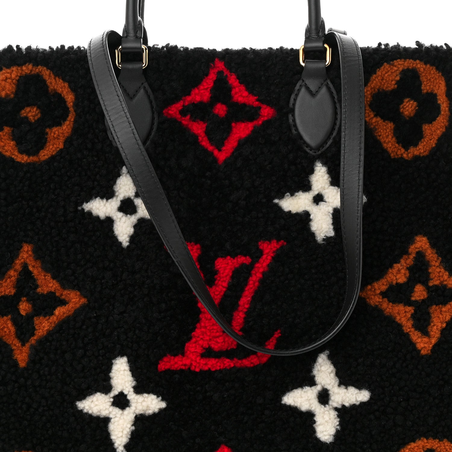 Louis Vuitton Shearling Monogram Giant Teddy Onthego GM Black Red 8 of 10