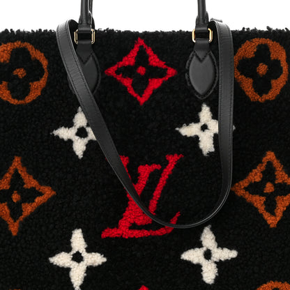 Louis Vuitton Shearling Monogram Giant Teddy Onthego GM Black Red 8 of 10