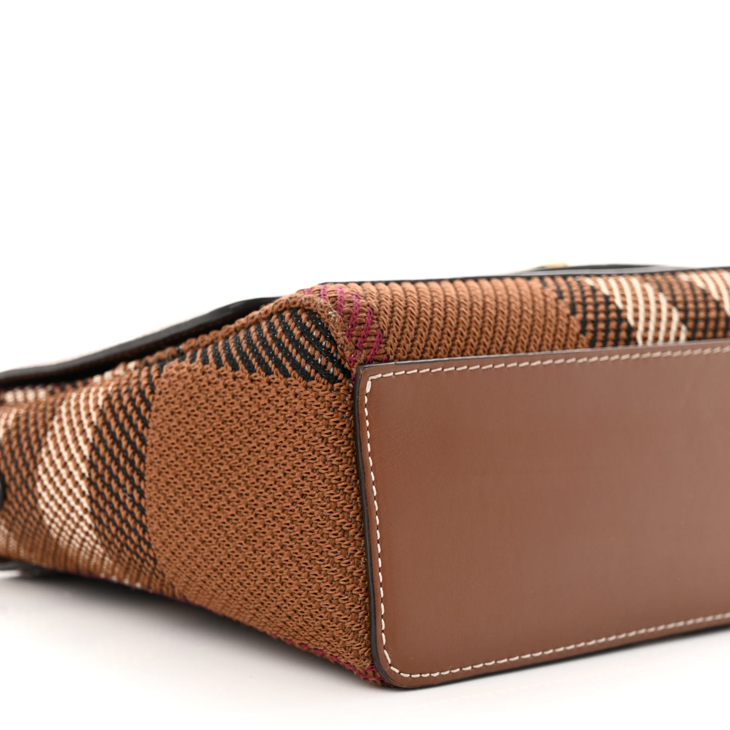 Calfskin Exaggerated Check Note Crossbody Bag Dark Birch Brown