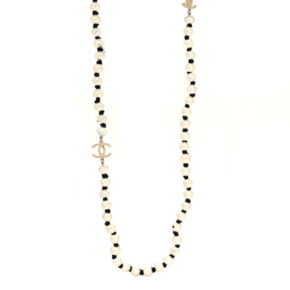 Chanel Pearl Grosgrain CC Long Necklace Gold 1 of 5