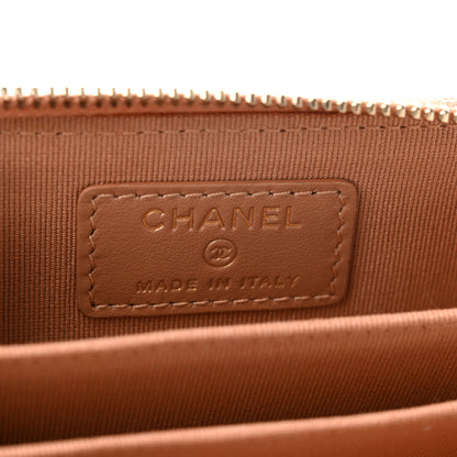 Chanel Caviar Quilted Zip Around Coin Purse Dark Beige 6 of 8
