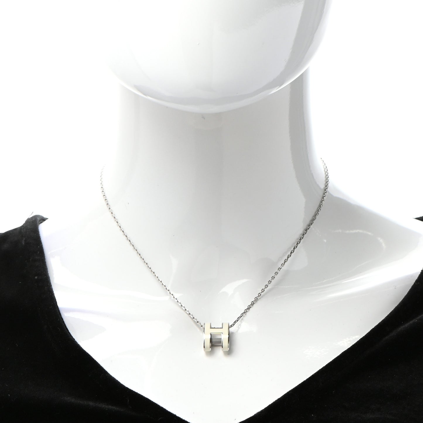 Palladium Pop H Pendant Necklace White