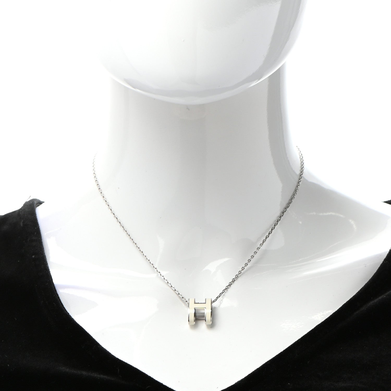 Hermes Palladium Pop H Pendant Necklace White 2 of 5