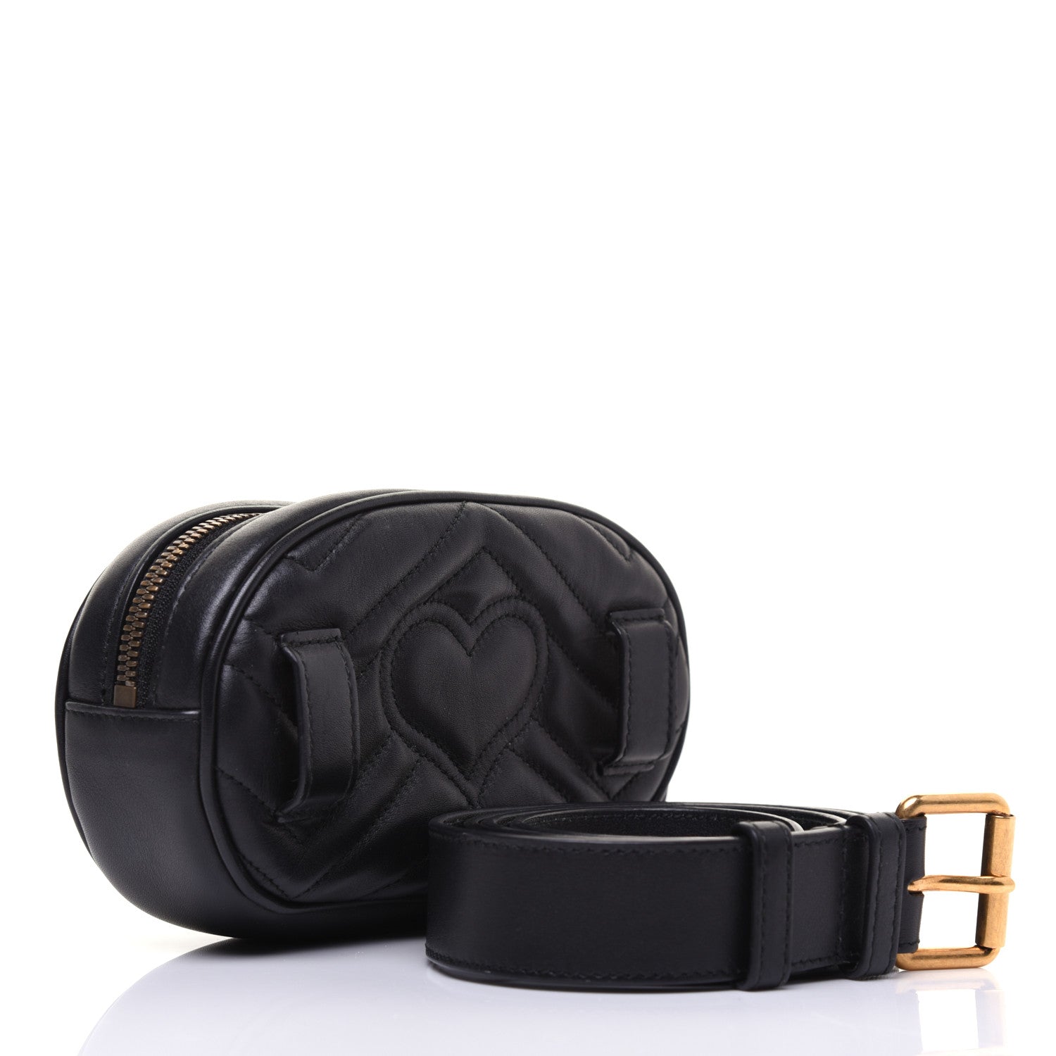 Gucci Calfskin Matelasse GG Marmont Belt Bag 105 42 Black 3 of 16