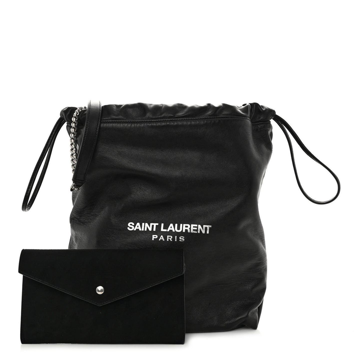 Lambskin Teddy Drawstring Bag Black