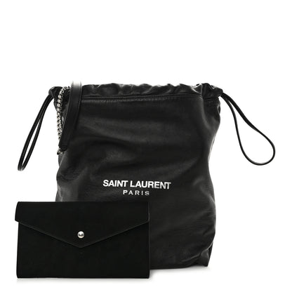 Saint Laurent Lambskin Teddy Drawstring Bag Black 1 of 11