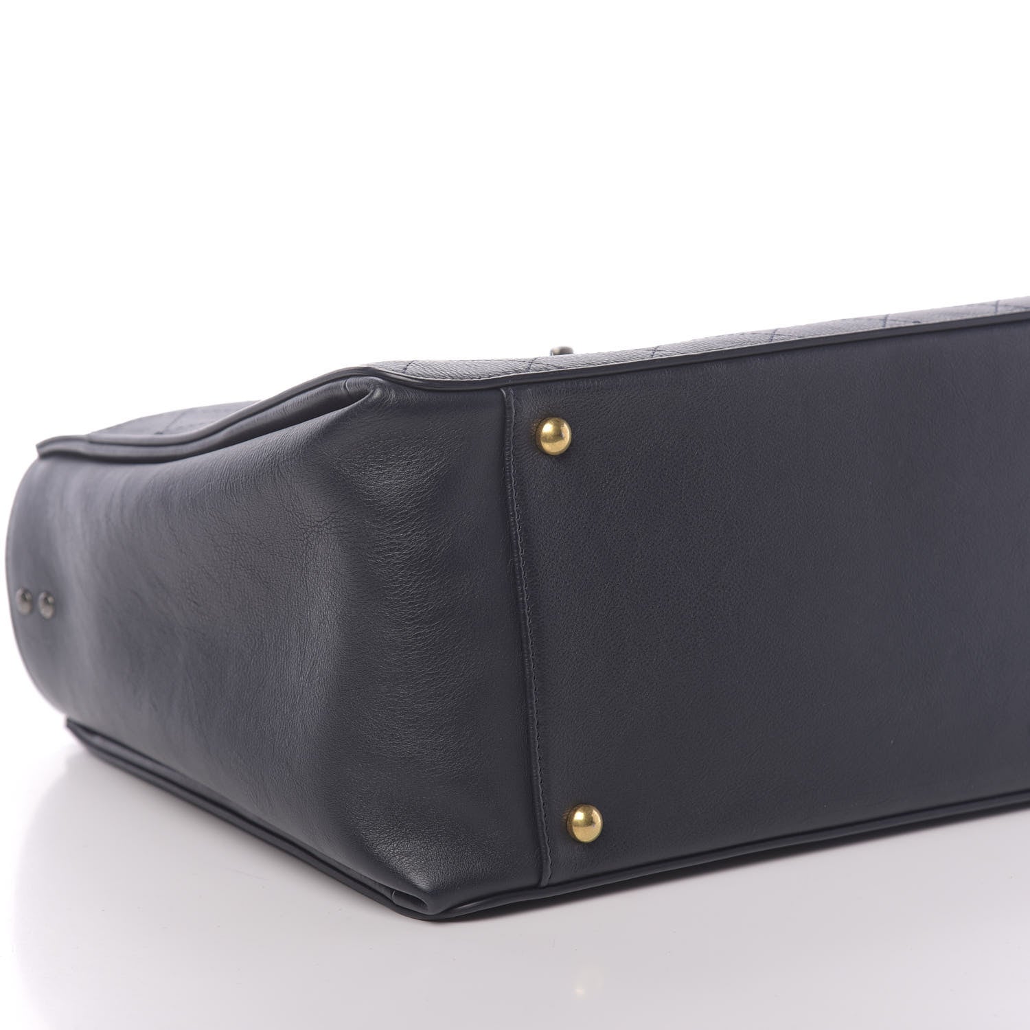 Chanel Calfskin Stitched Large Straight Lines Shopping Tote Navy 9 of 11