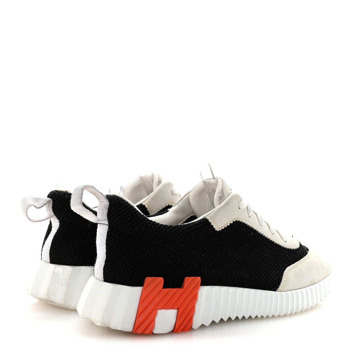 Hermes Air Mesh Suede Goatskin Bouncing Sneakers 35 Black Orange 5 of 9