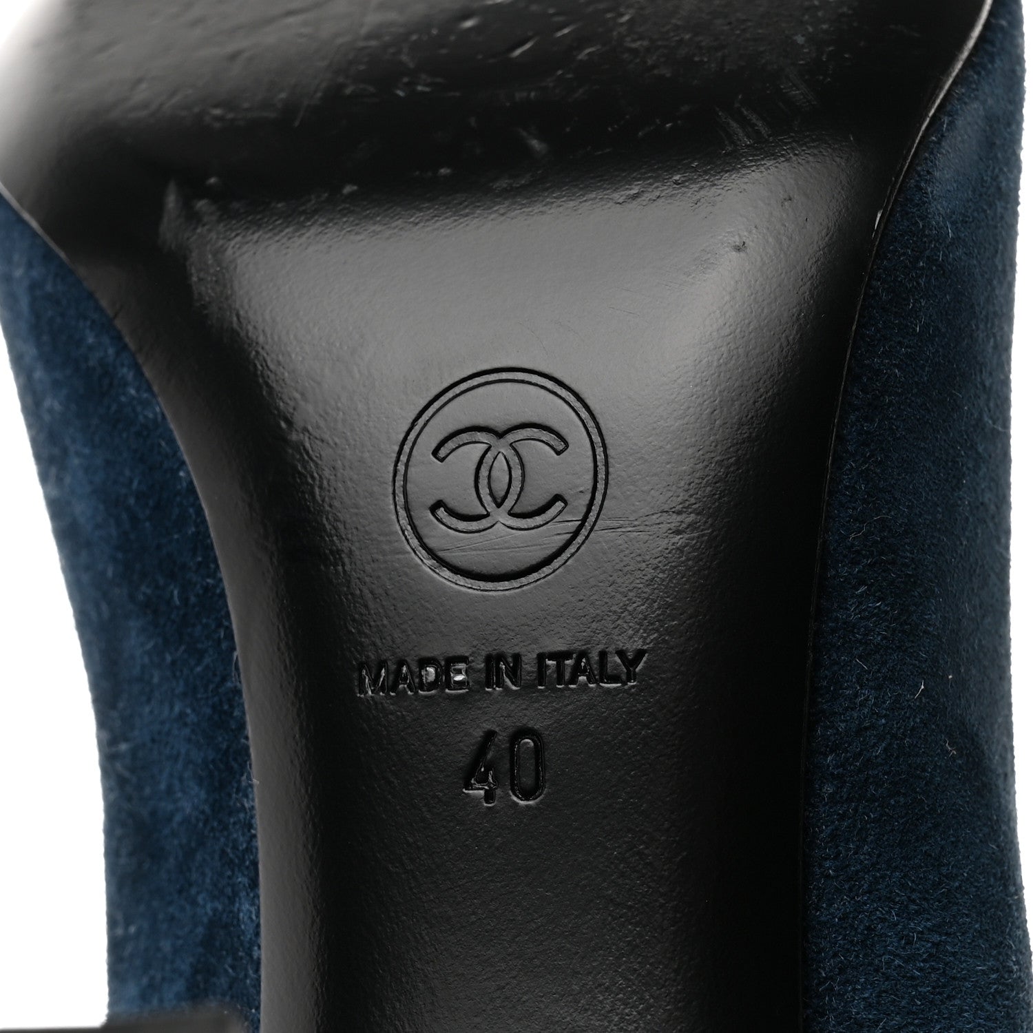 Chanel Suede Satin Cap Toe Gabrielle Pumps 40 Navy Black 8 of 10