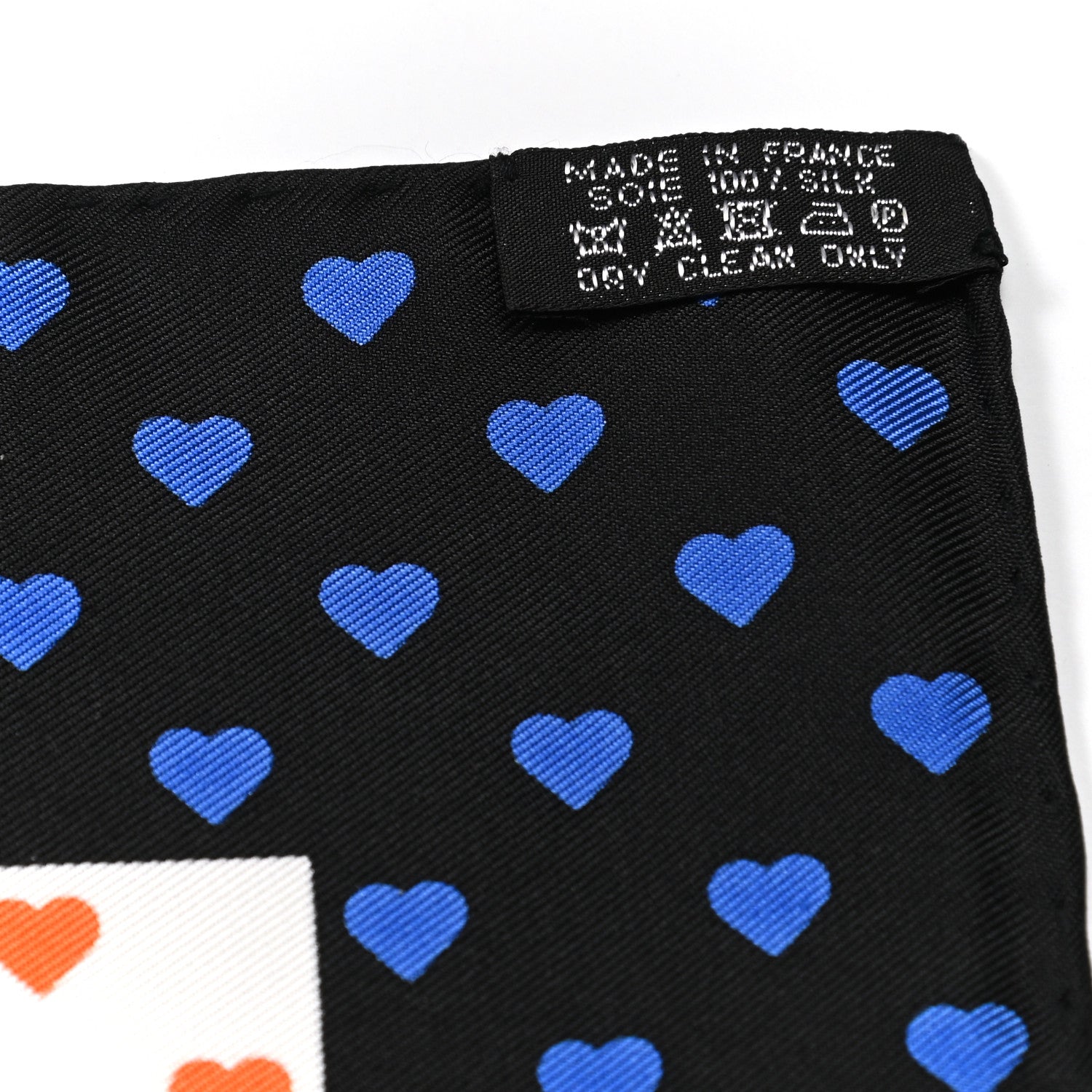 Hermes Silk Brides De Gala Love Pocket Square Black White Orange 2 of 5