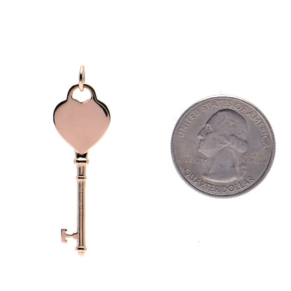 Tiffany 18K Rose Gold Diamond Heart Key Pendant 2 of 6