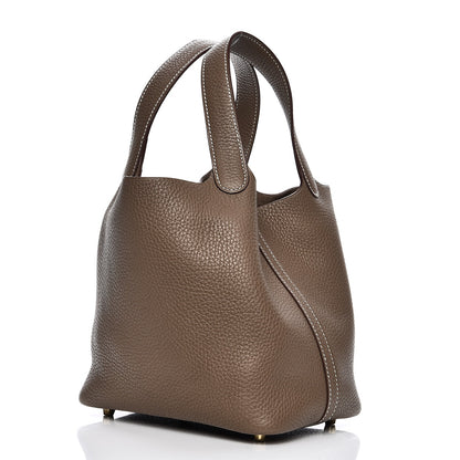 Hermes Taurillon Clemence Picotin Lock 18 PM Etoupe 9 of 14