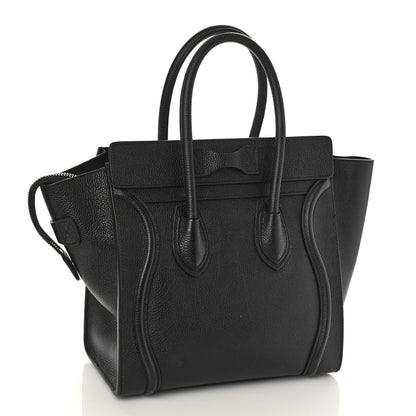 Celine Drummed Calfskin Micro Luggage Black 3 of 9