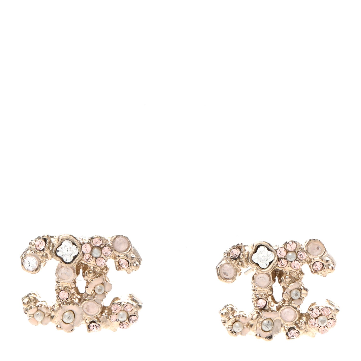 Chanel Crystal Pearl CC Earrings Gold 1 of 5