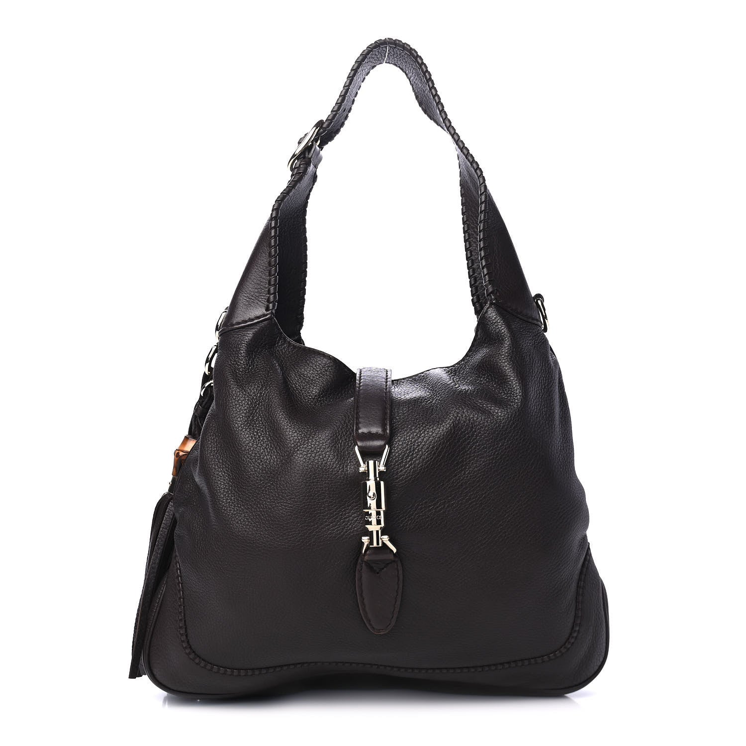 Gucci Pebbled Calfskin Medium New Jackie Shoulder Bag Dark Brown 1 of 4