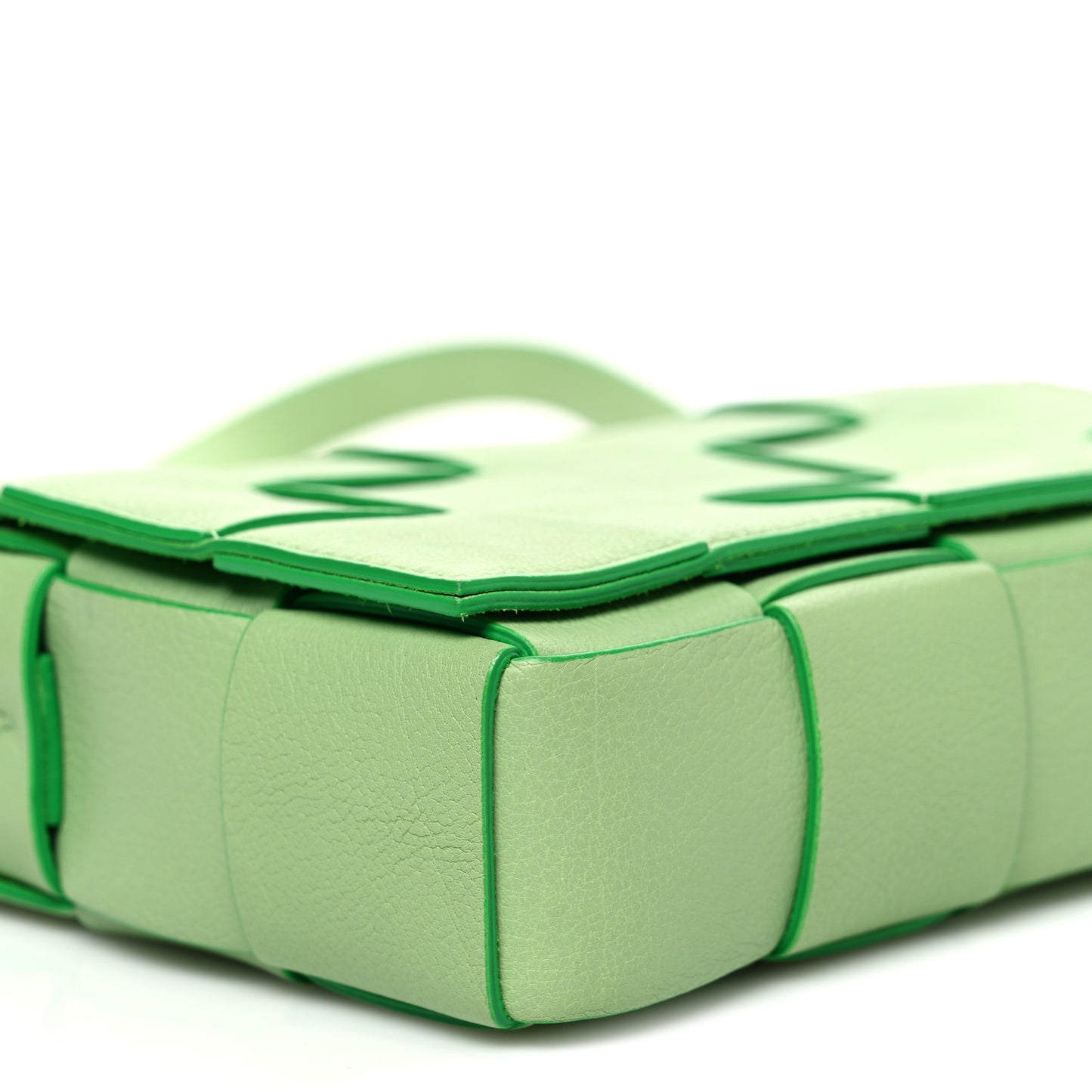 Grained Calfskin Maxi Intrecciato Cassette Crossbody Bag Pistachio