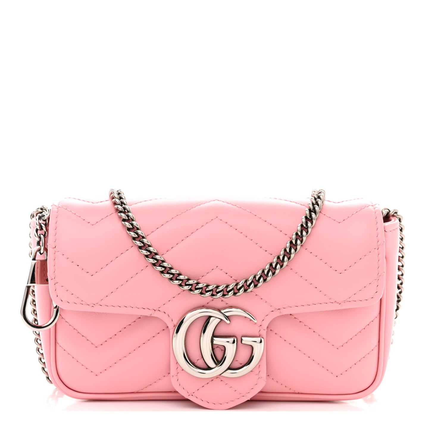 Calfskin Matelasse Super Mini GG Marmont Shoulder Bag Wild Rose