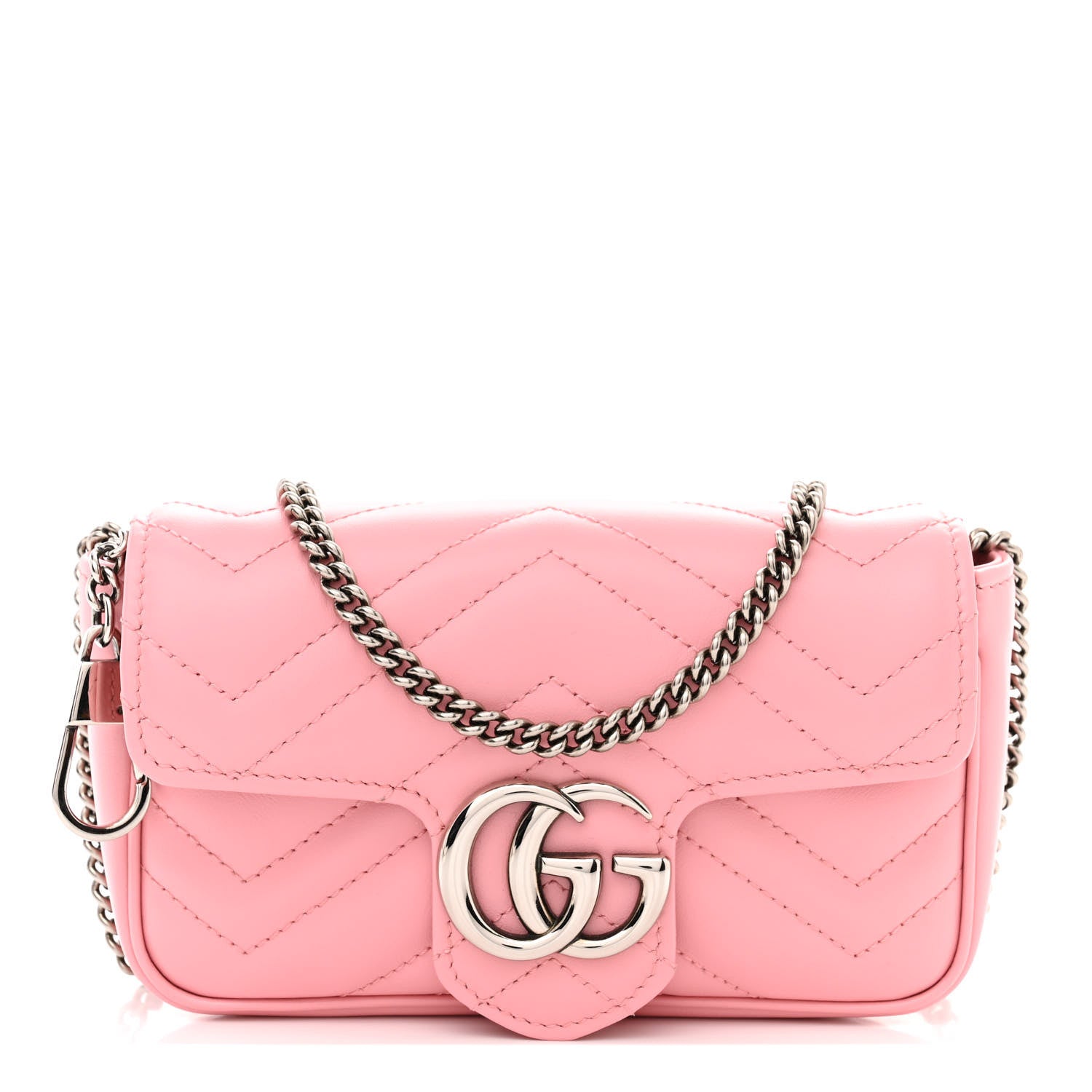 Gucci Calfskin Matelasse Super Mini GG Marmont Shoulder Bag Wild Rose 1 of 11