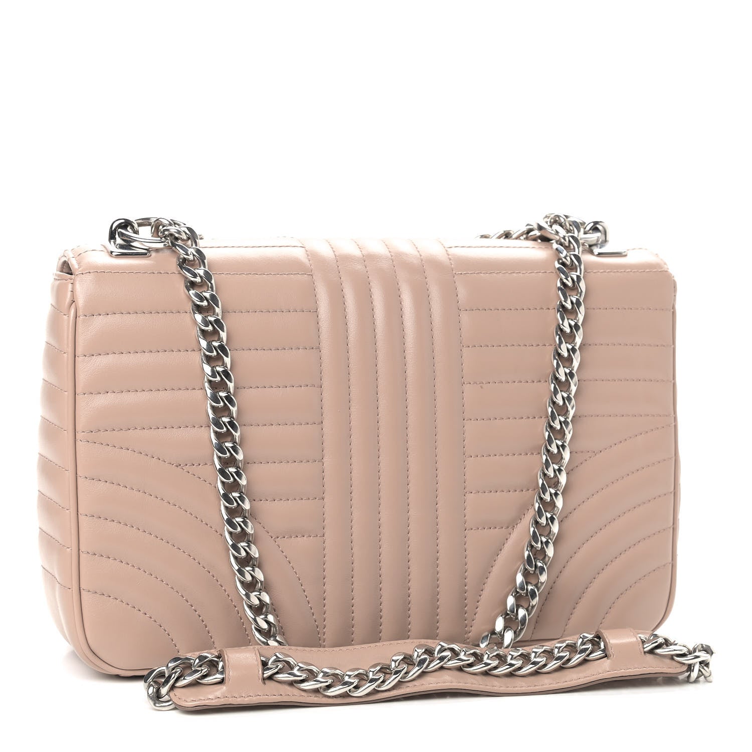 Prada Soft Calfskin Impunture Diagramme Large Chain Flap Shoulder Bag Cipria 3 of 13