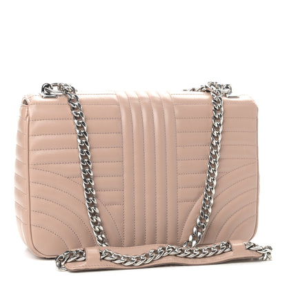 Prada Soft Calfskin Impunture Diagramme Large Chain Flap Shoulder Bag Cipria 3 of 13