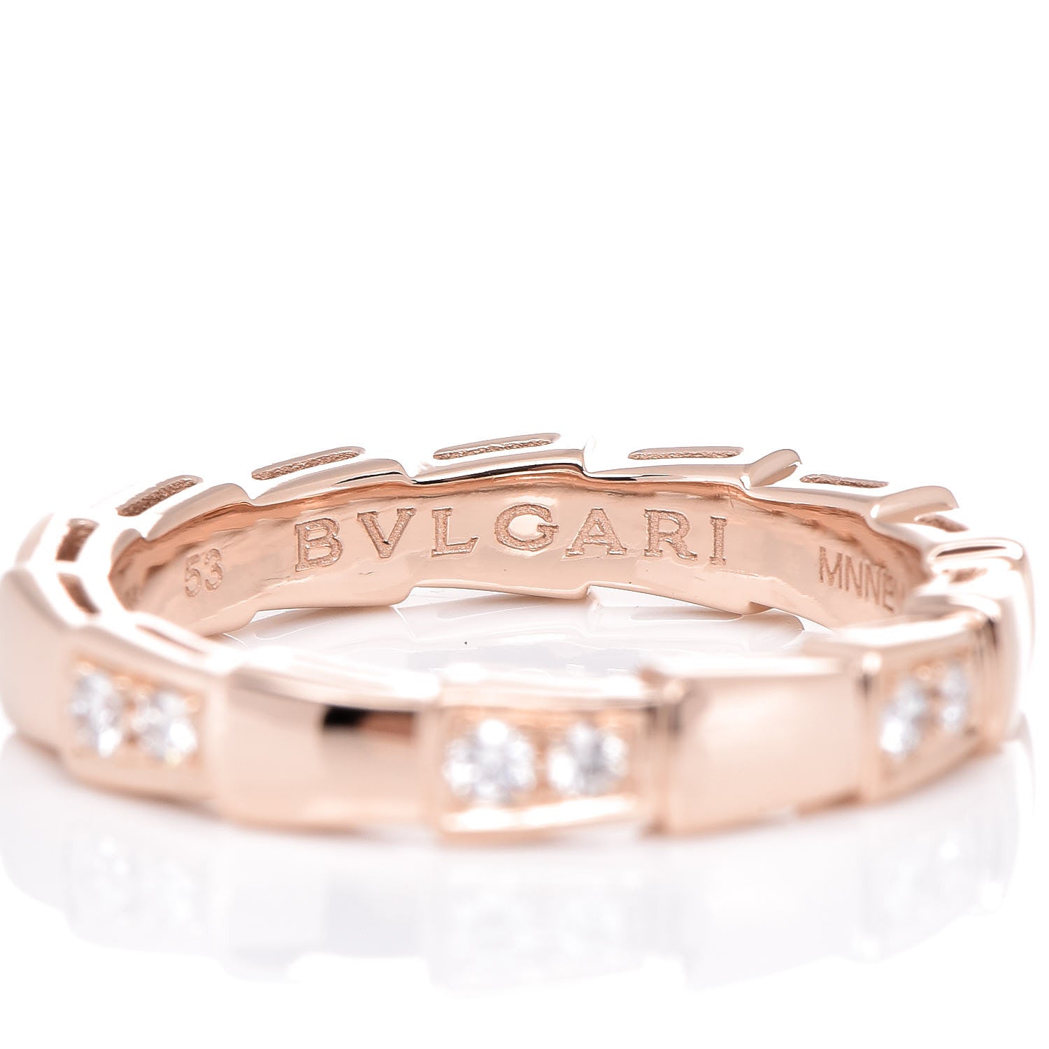 Bulgari 18K Rose Gold Diamond Serpenti Band Ring 53 6.5 4 of 5