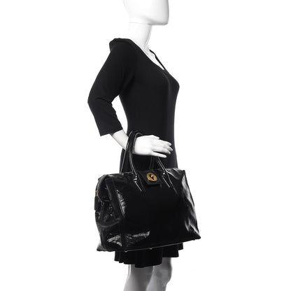 Saint Laurent Textured Patent Muse Two Cabas Black 2 of 9
