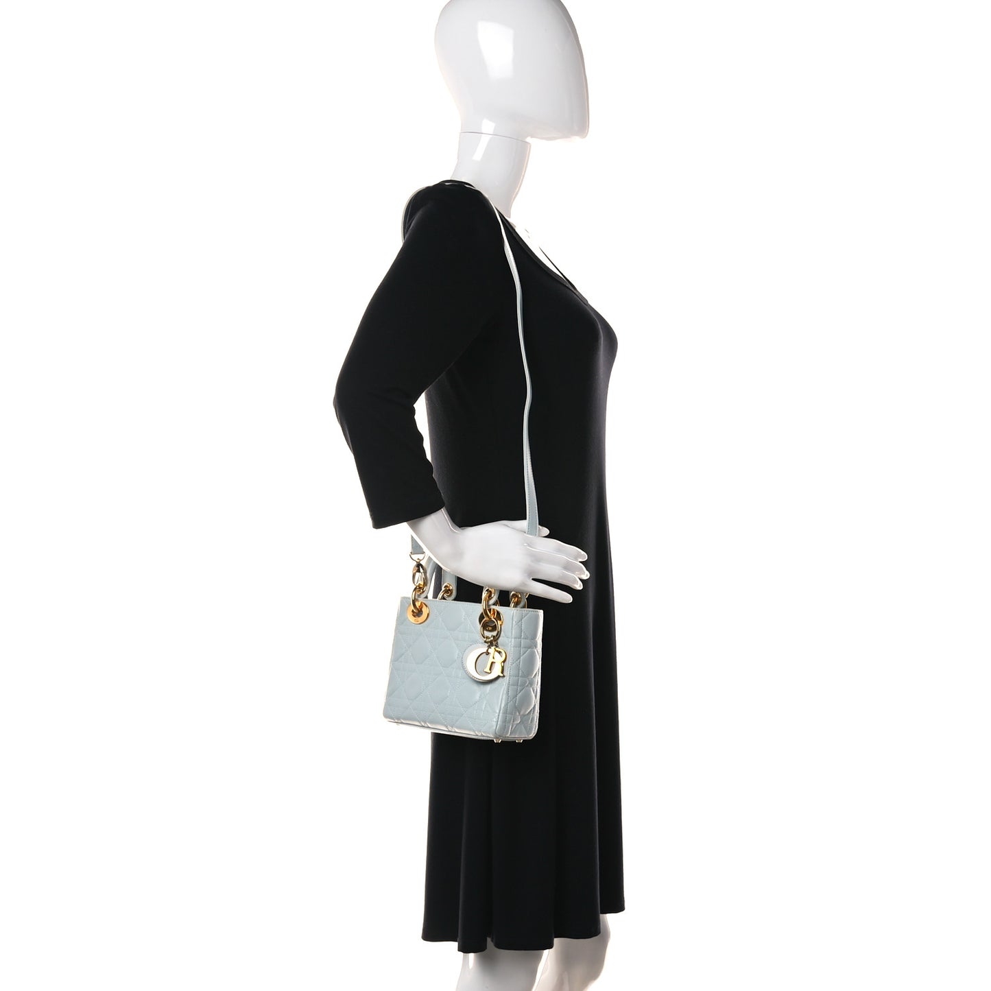 Lambskin Cannage Mini Lady Dior Light Blue